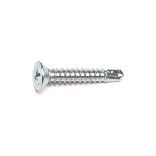 Midwest Fastener Self-Drilling Screw, #8 x 1 in, Zinc Plated Steel Flat Head Phillips Drive, 100 PK 09133 - main